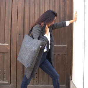 bolso tote bag grande handmade gris Lara Rabal