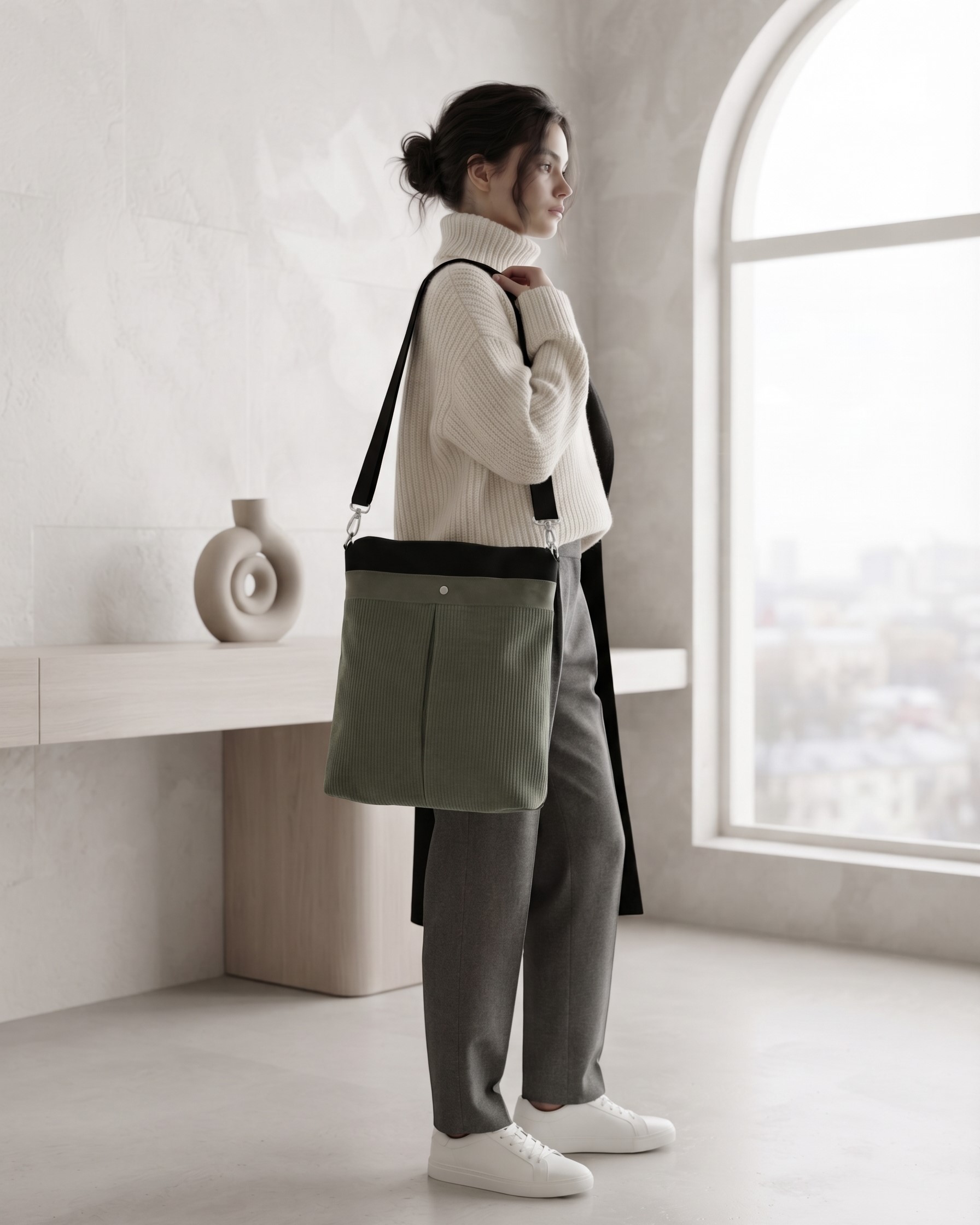 lua verd bossa LUA (36 cm ample x 37 cm alt x 9 cm fons) Bolsa Convertible 3-en-1: Estilo, Versatilidad y Seguridad Esta prenda es el accesorio definitivo para quien busca funcionalidad sin renunciar al diseño. Gracias a su ingenioso sistema de asas con mosquetones, se adapta a tu ritmo de vida transformándose en segundos: llévala bajo el brazo para un look sofisticado, como bandolera cruzada para mayor comodidad, o como mochila para repartir el peso durante el día.